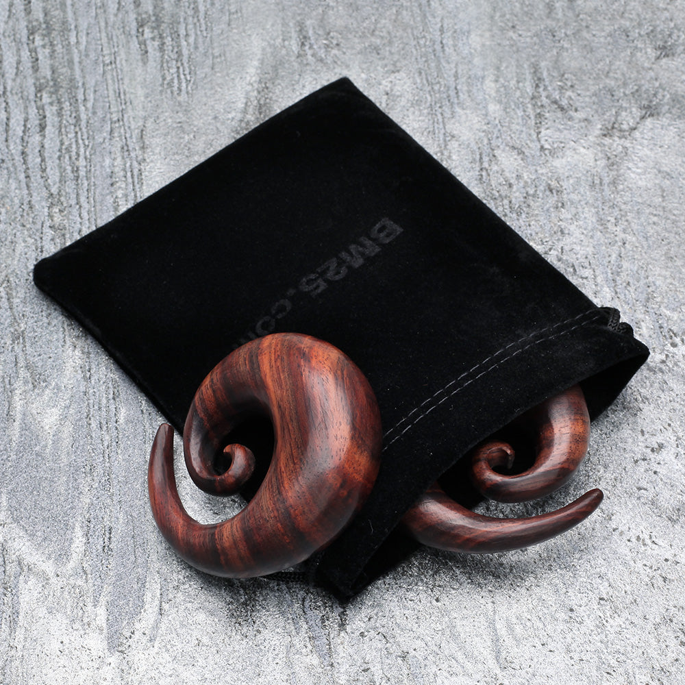 Detail View 4 of A Pair of Rosewood Spiral Hanger Plug-Orange/Brown