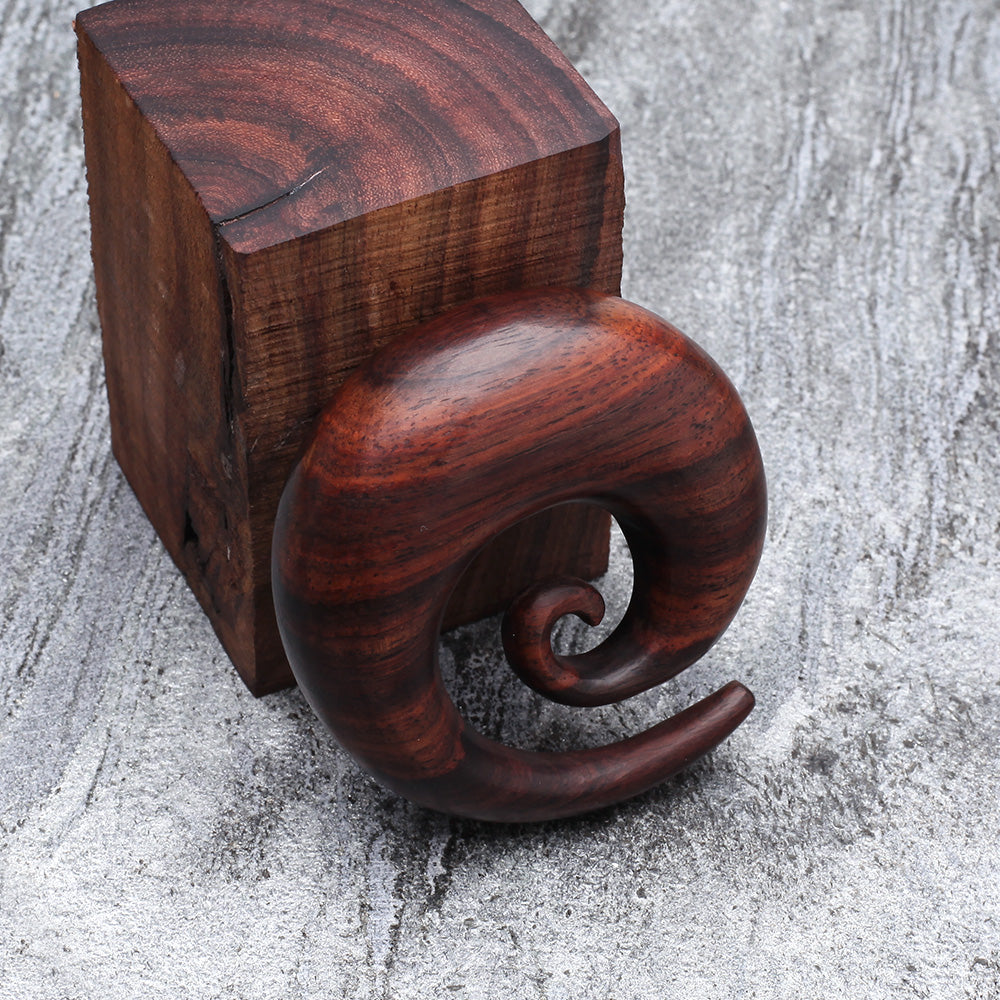 Detail View 3 of A Pair of Rosewood Spiral Hanger Plug-Orange/Brown