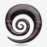 A Pair of Tiger Ebony Wood Super Spiral Hanger Plug