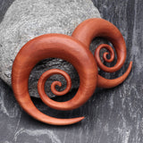 Detail View 1 of A Pair of Sabo Wood Super Spiral Hanger Plug-Orange/Brown