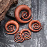 Detail View 2 of A Pair of Sabo Wood Super Spiral Hanger Plug-Orange/Brown
