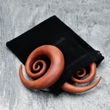 Detail View 4 of A Pair of Sabo Wood Super Spiral Hanger Plug-Orange/Brown