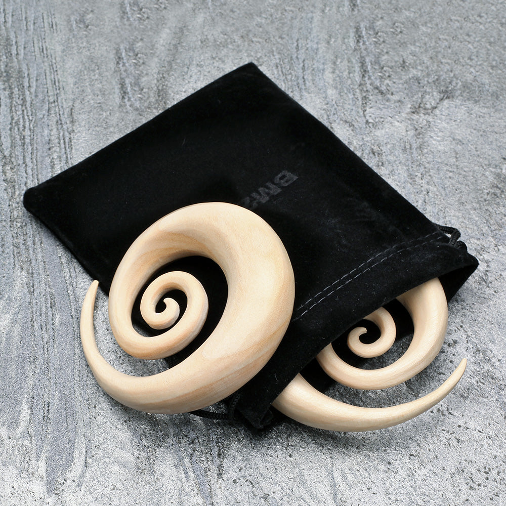 Detail View 4 of A Pair of Crocodile Wood Super Spiral Hanger Plug-Yellow