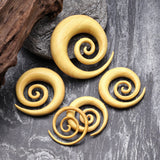 Detail View 2 of A Pair of Jackfruit Wood Super Spiral Hanger Plug-Yellow