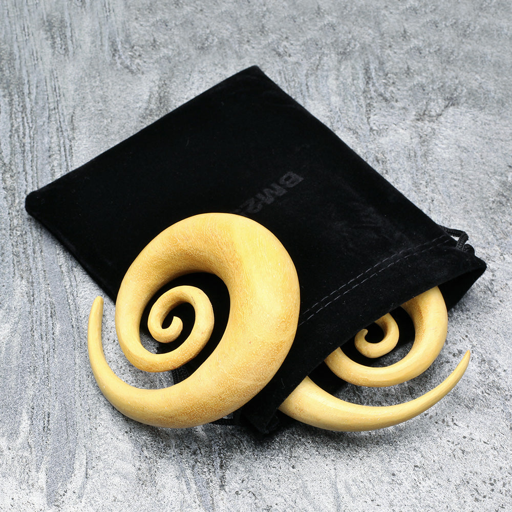 Detail View 4 of A Pair of Jackfruit Wood Super Spiral Hanger Plug-Yellow