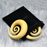 Detail View 4 of A Pair of Jackfruit Wood Super Spiral Hanger Plug-Yellow