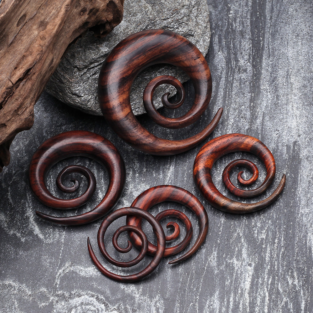 Detail View 2 of A Pair of Rosewood Super Spiral Hanger Plug-Orange/Brown