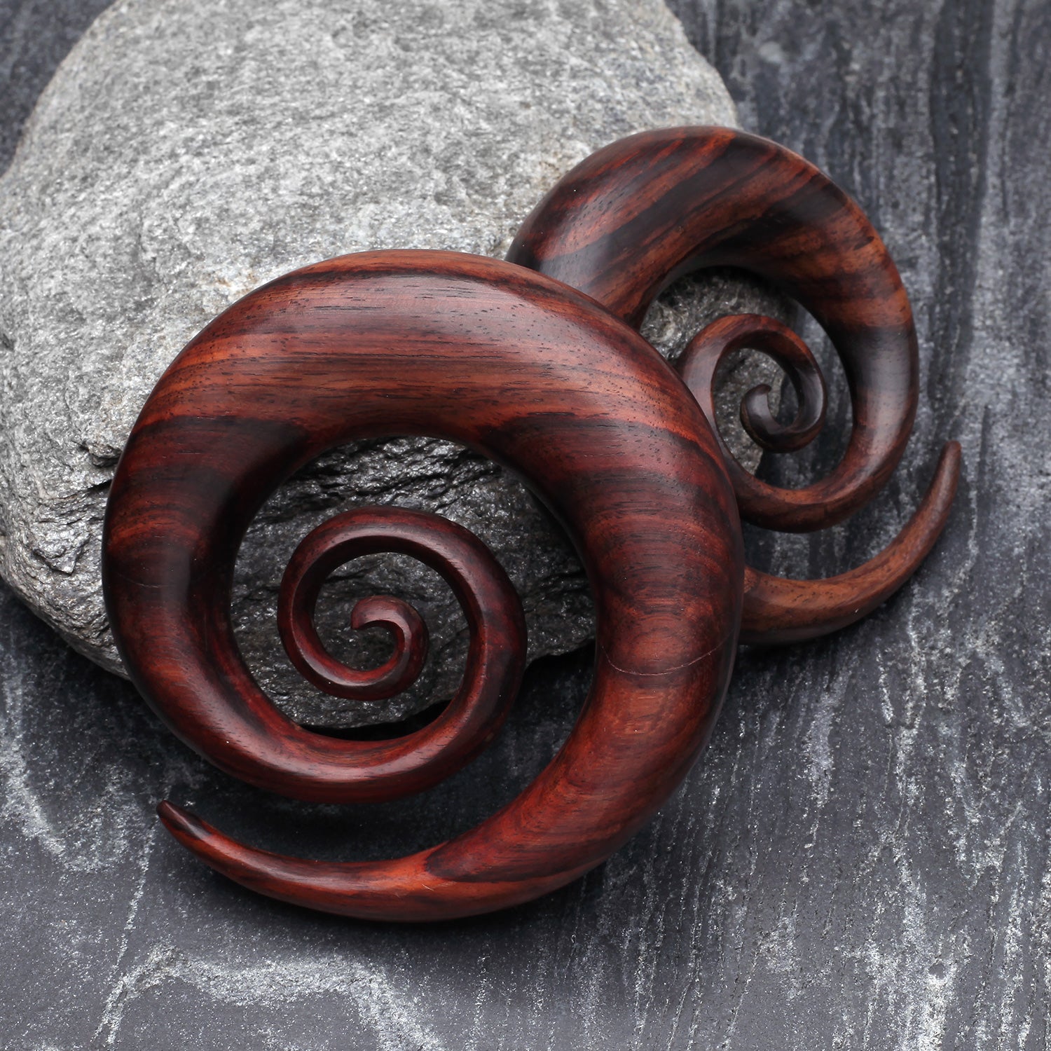 Detail View 1 of A Pair of Rosewood Super Spiral Hanger Plug-Orange/Brown