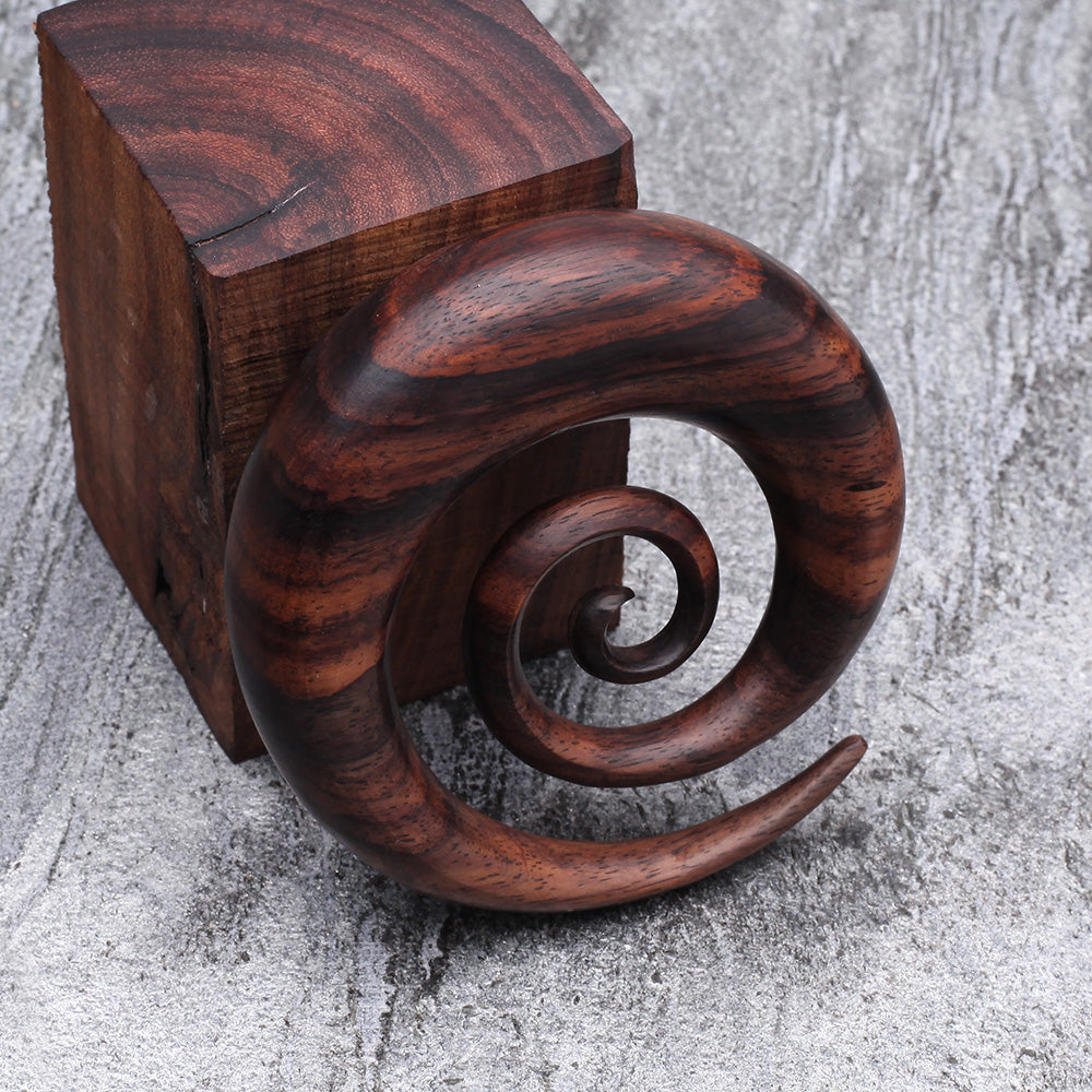 Detail View 3 of A Pair of Rosewood Super Spiral Hanger Plug-Orange/Brown