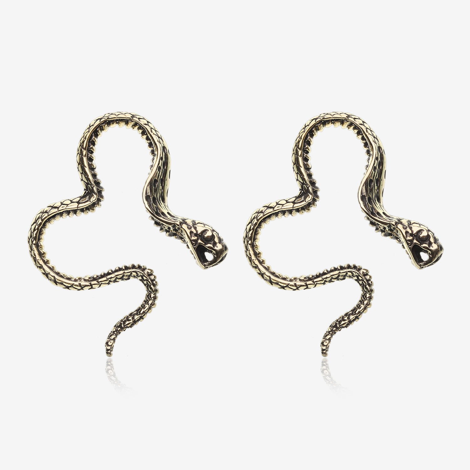 A Pair of Vicious Cobra Snake Swirl Golden Brass Hoop Ear Weight Hanger
