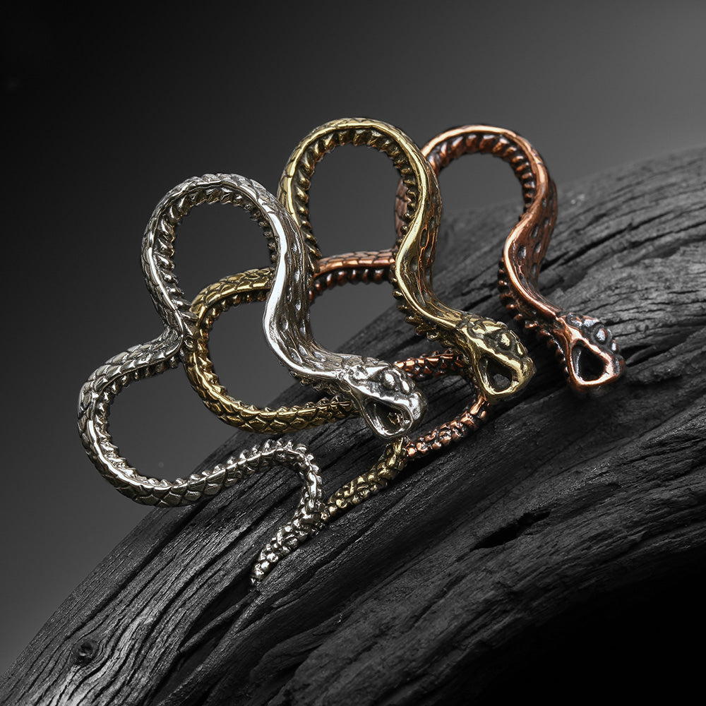 Detail View 3 of A Pair of Vicious Cobra Snake Swirl Golden Brass Hoop Ear Weight Hanger