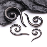 Detail View 2 of A Pair of Blackline Steel Spiral Tail Ear Weight Hanger Plug