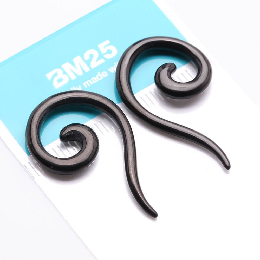 Detail View 3 of A Pair of Blackline Steel Spiral Tail Ear Weight Hanger Plug