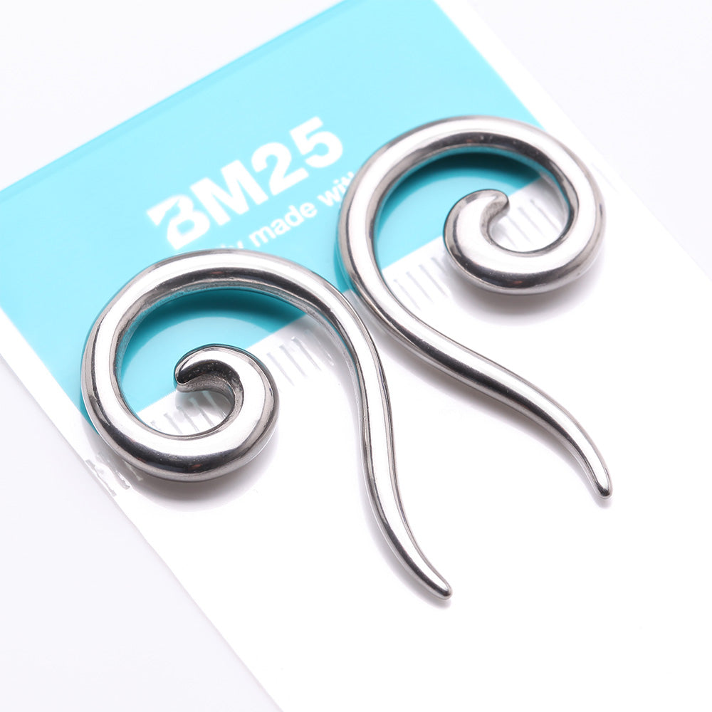 Detail View 3 of A Pair of Steel Spiral Tail Ear Weight Hanger Plug