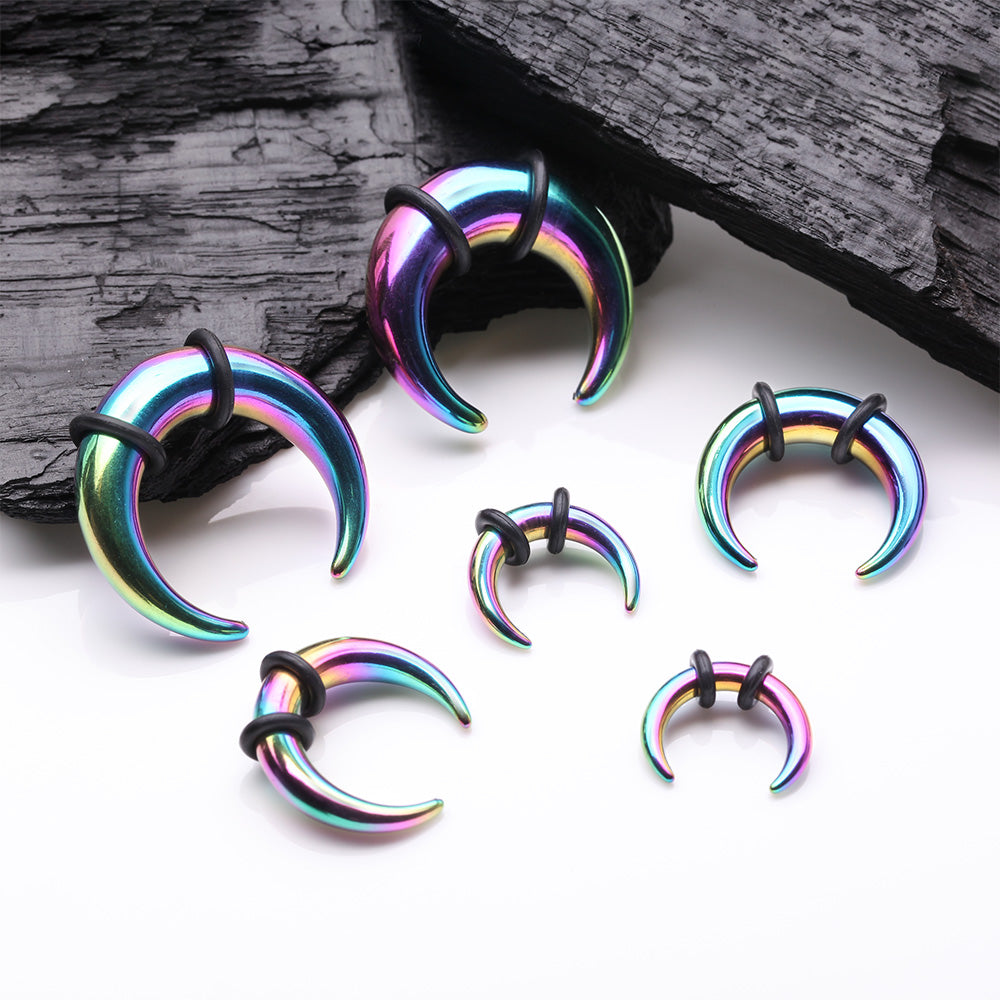 Detail View 2 of A Pair of Colorline Buffalo Pincher Hanging Steel Taper with O-Rings-Rainbow