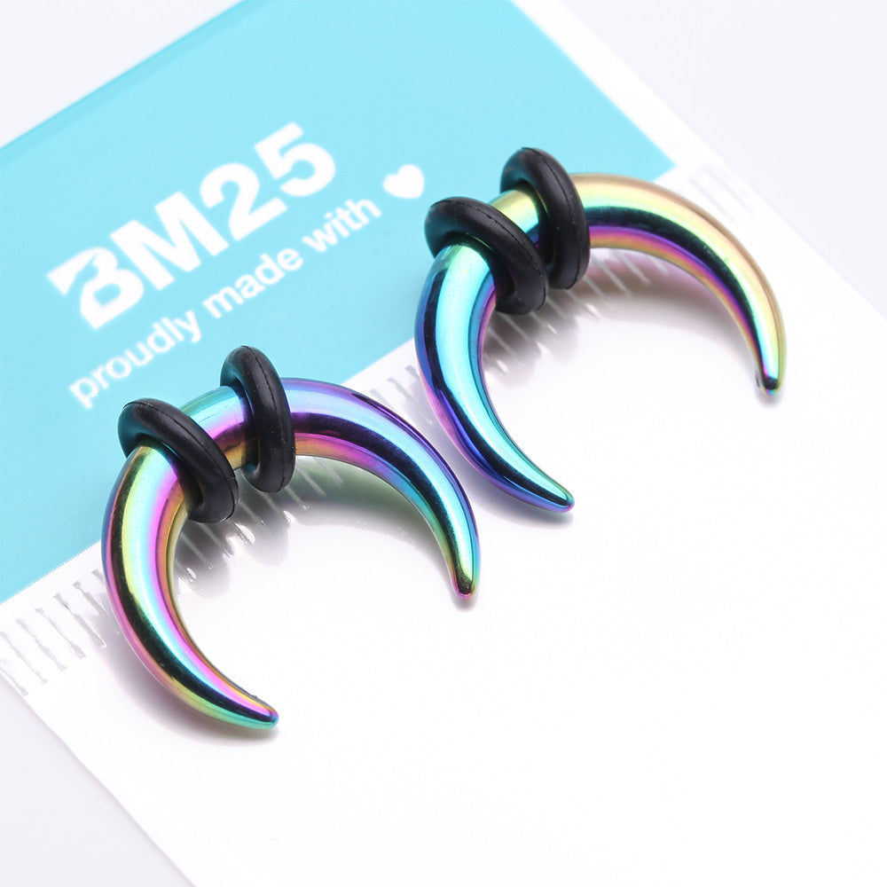 Detail View 3 of A Pair of Colorline Buffalo Pincher Hanging Steel Taper with O-Rings-Rainbow