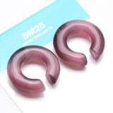 Detail View 3 of A Pair of Purple Cat Eye Stone Hoop Hanger Plug