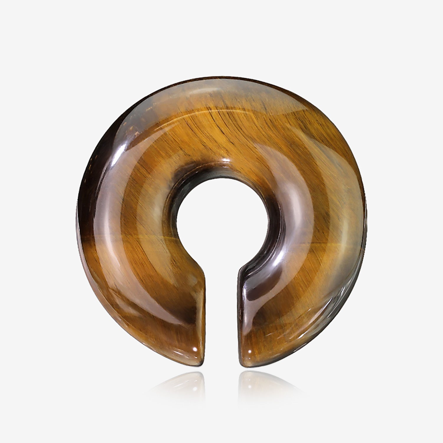 A Pair of Tiger Eye Stone Hoop Hanger Plug