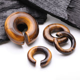 Detail View 2 of A Pair of Tiger Eye Stone Hoop Hanger Plug