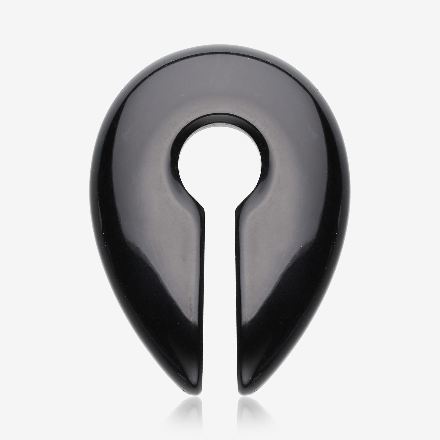 A Pair of Black Agate Stone Keyhole Ear Weight Gauge Hanger