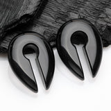 Detail View 1 of A Pair of Black Agate Stone Keyhole Ear Weight Gauge Hanger