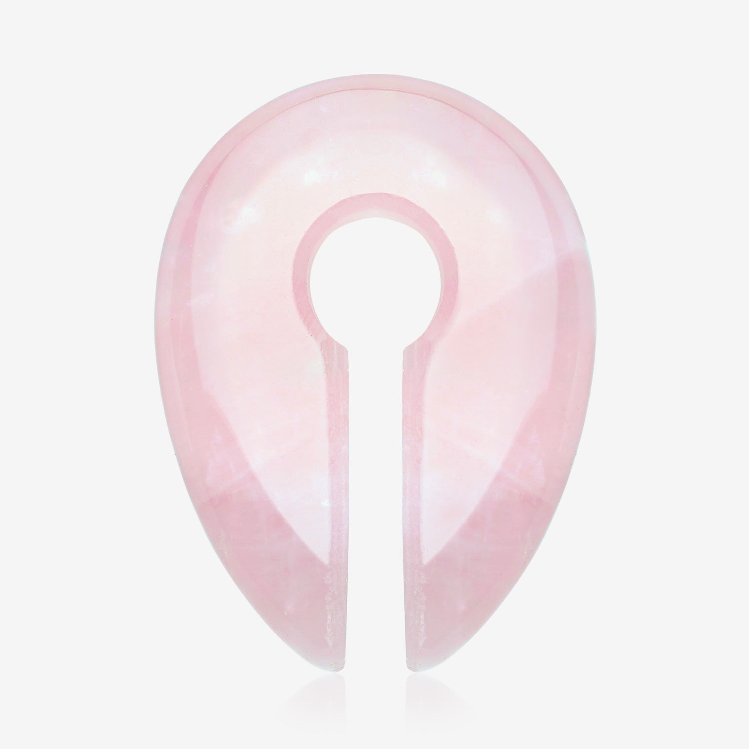 A Pair of Rose Quartz Stone Keyhole Ear Weight Gauge Hanger