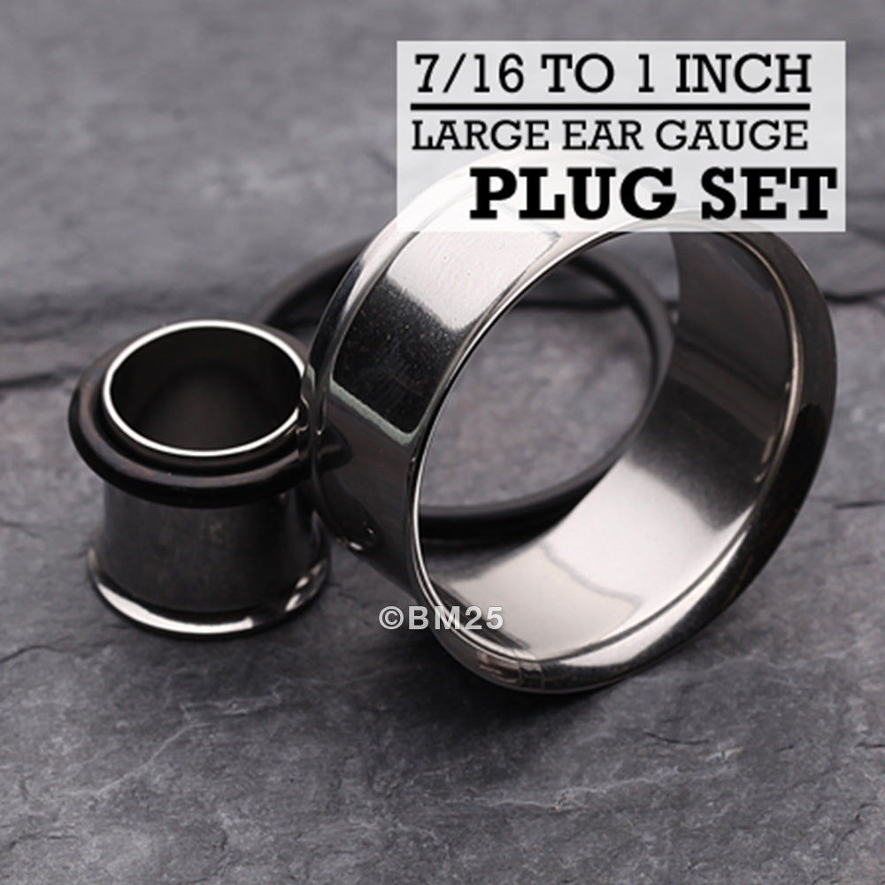7/16" to 1 inch Single Flared Steel Ear Gauge Plug Set