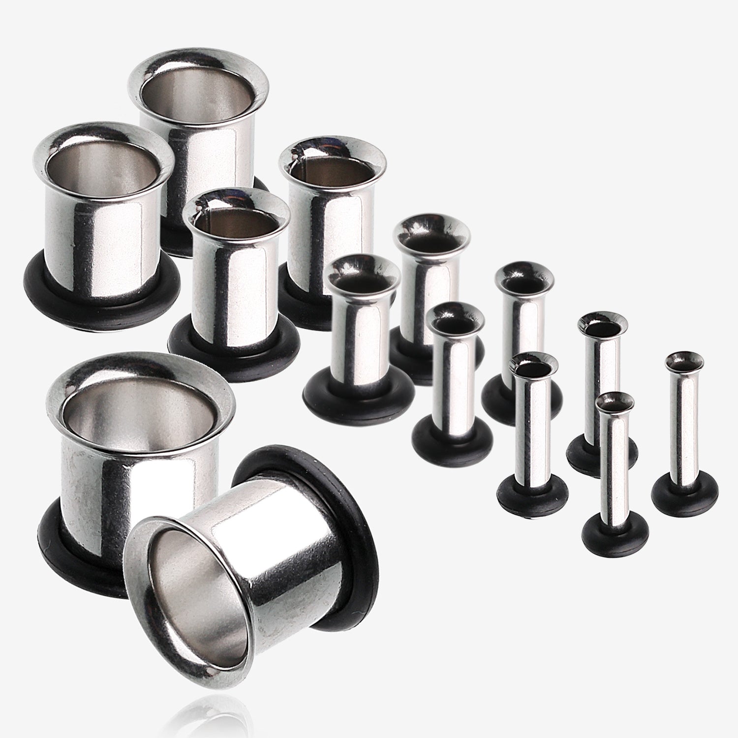 12 to 00 Gauge Single Flared Steel Ear Gauge Plug Set