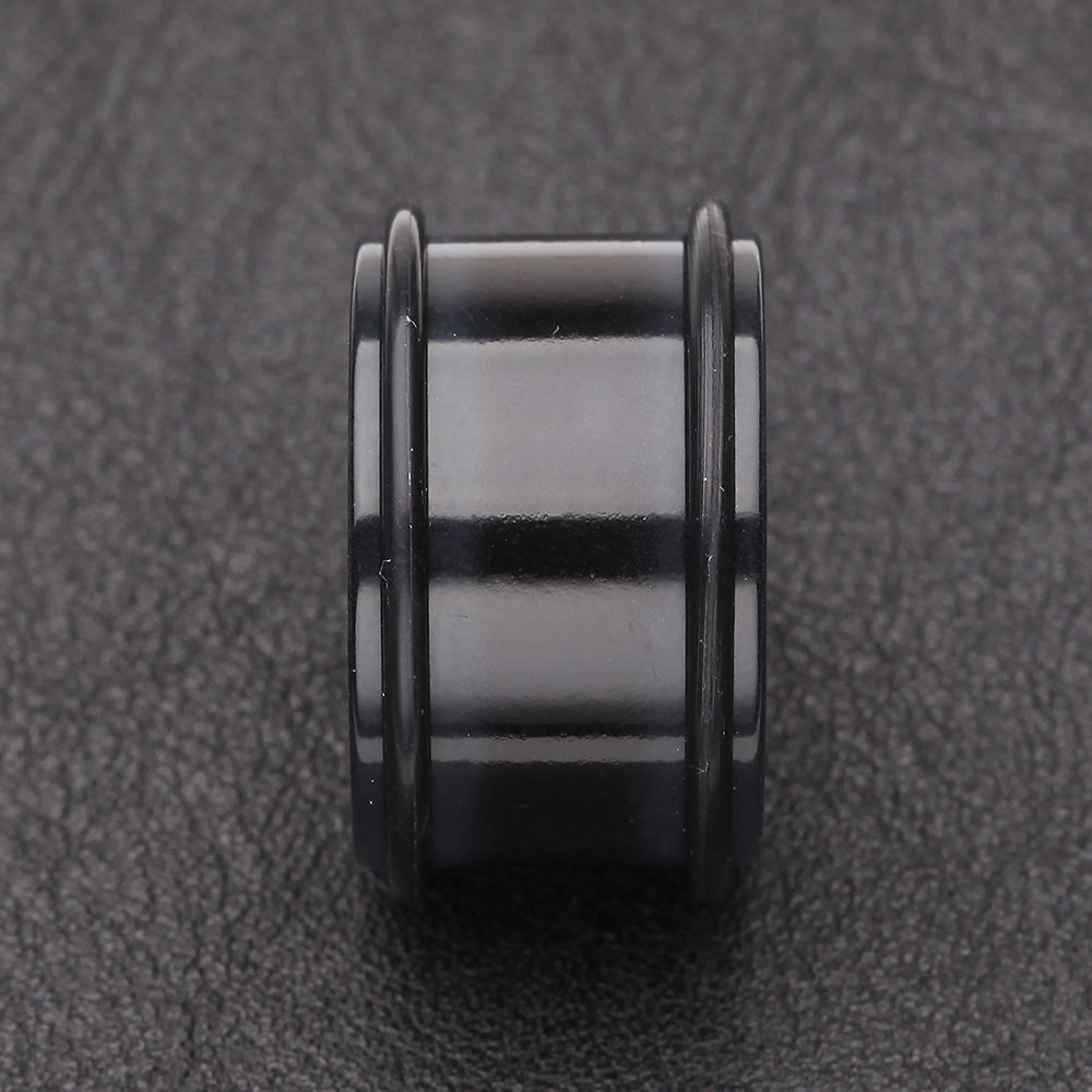 Detail View 2 of A Pair of Basic UV Acrylic No Flare Regs Ear Gauge Tunnel Plug-Black