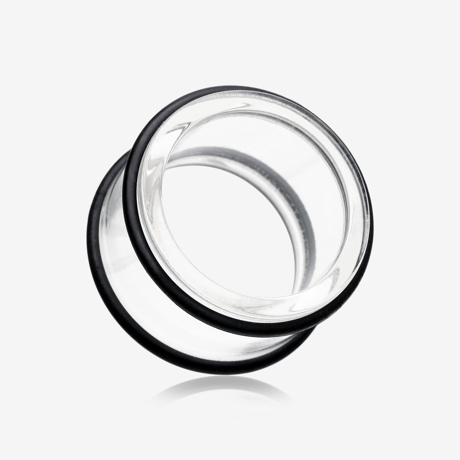 A Pair of Basic UV Acrylic No Flare Regs Ear Gauge Tunnel Plug-Clear Gem