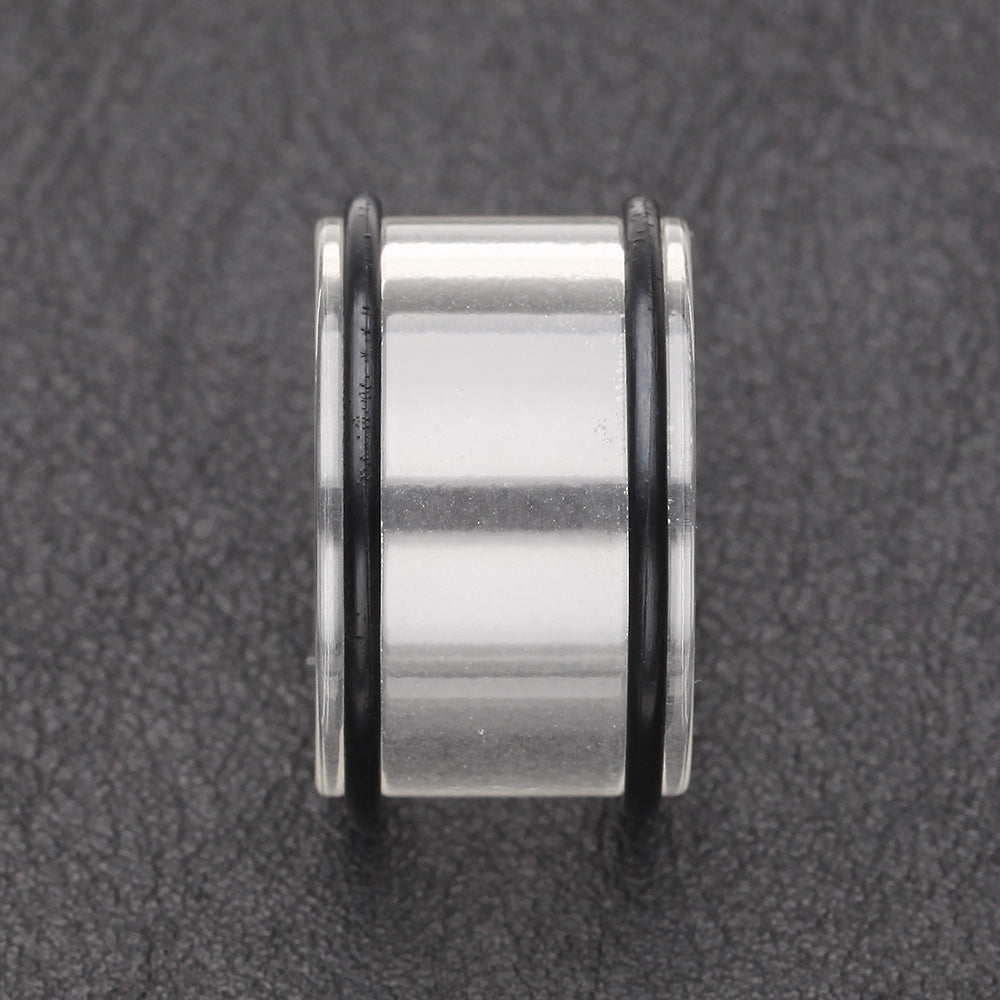 Detail View 2 of A Pair of Basic UV Acrylic No Flare Regs Ear Gauge Tunnel Plug-Clear Gem