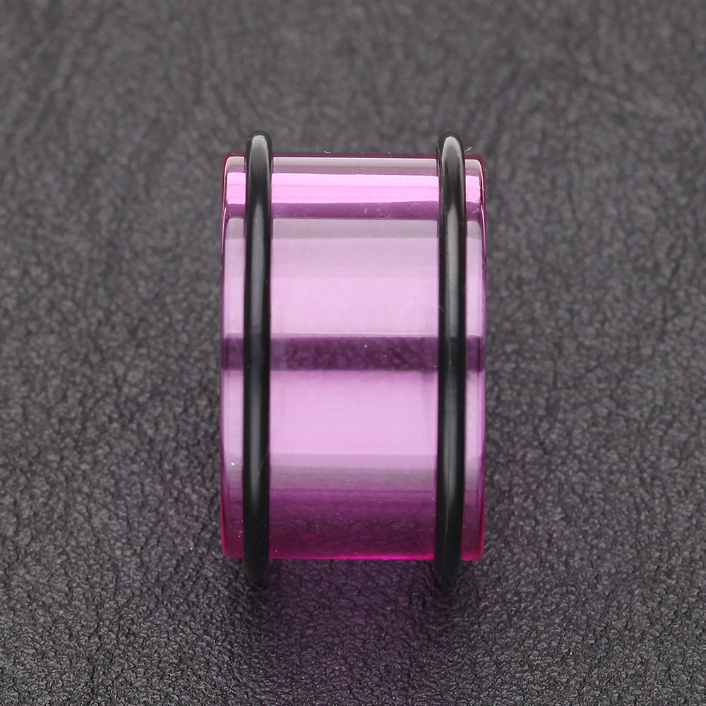 Detail View 2 of A Pair of Basic UV Acrylic No Flare Regs Ear Gauge Tunnel Plug-Purple