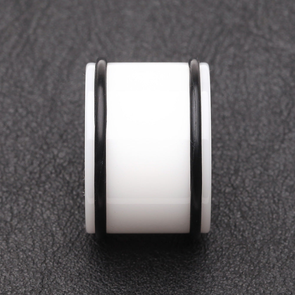 Detail View 2 of A Pair of Basic UV Acrylic No Flare Regs Ear Gauge Tunnel Plug-White
