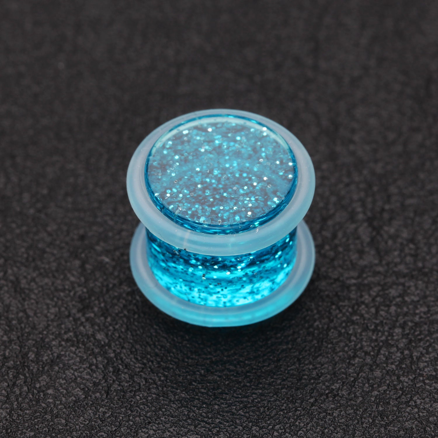Detail View 1 of A Pair of Glitter Shimmer Acrylic Regs Ear Gauge Plug-Blue