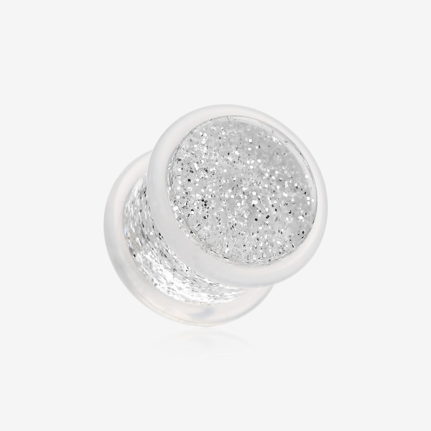 A Pair of Glitter Shimmer Acrylic Regs Ear Gauge Plug-Clear Gem
