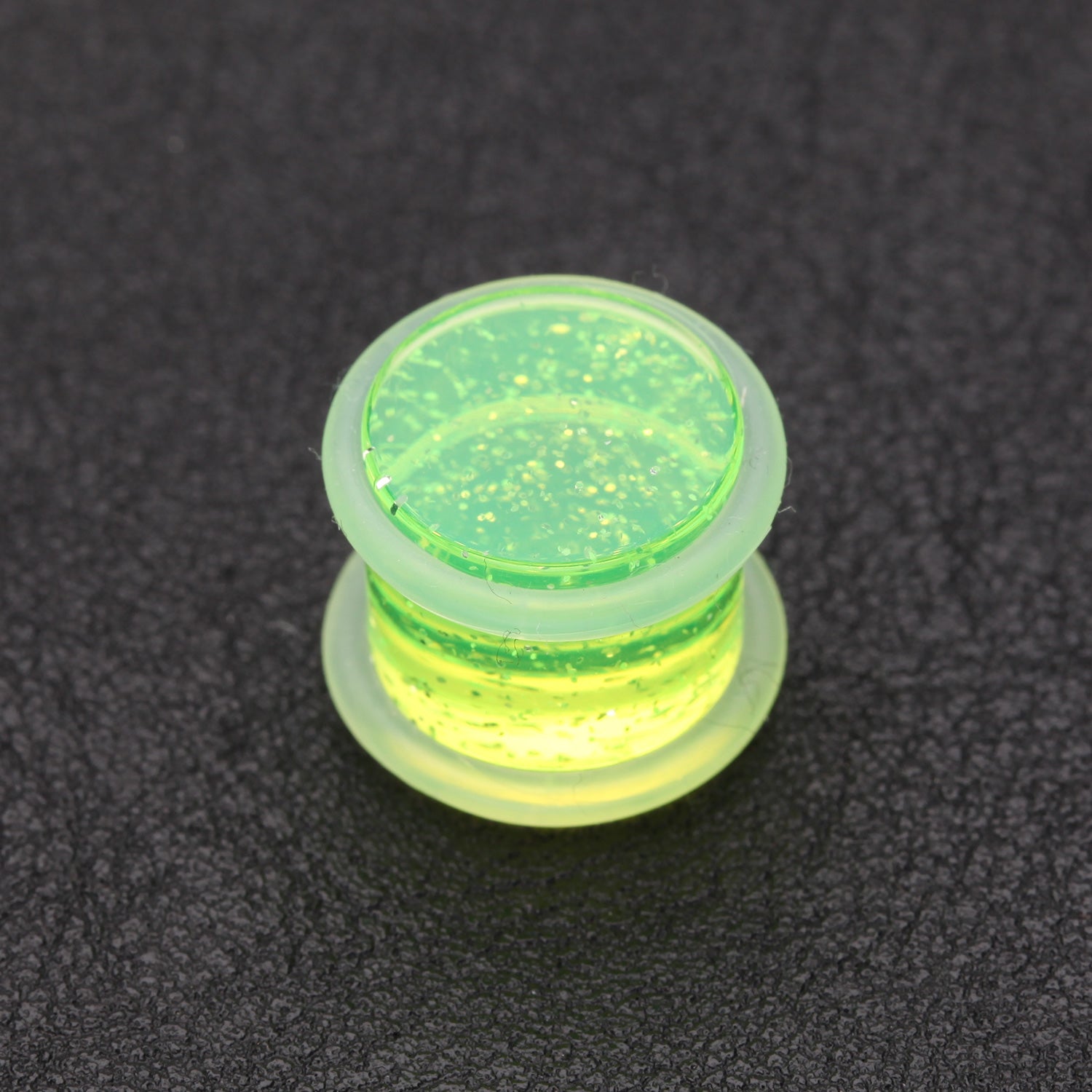 Detail View 1 of A Pair of Glitter Shimmer Acrylic Regs Ear Gauge Plug-Green