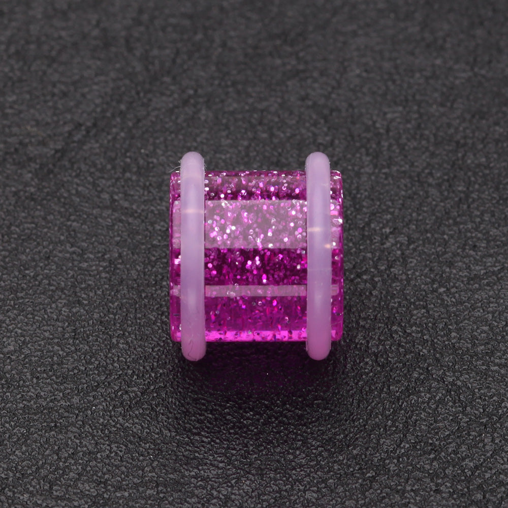 Detail View 2 of A Pair of Glitter Shimmer Acrylic Regs Ear Gauge Plug-Purple