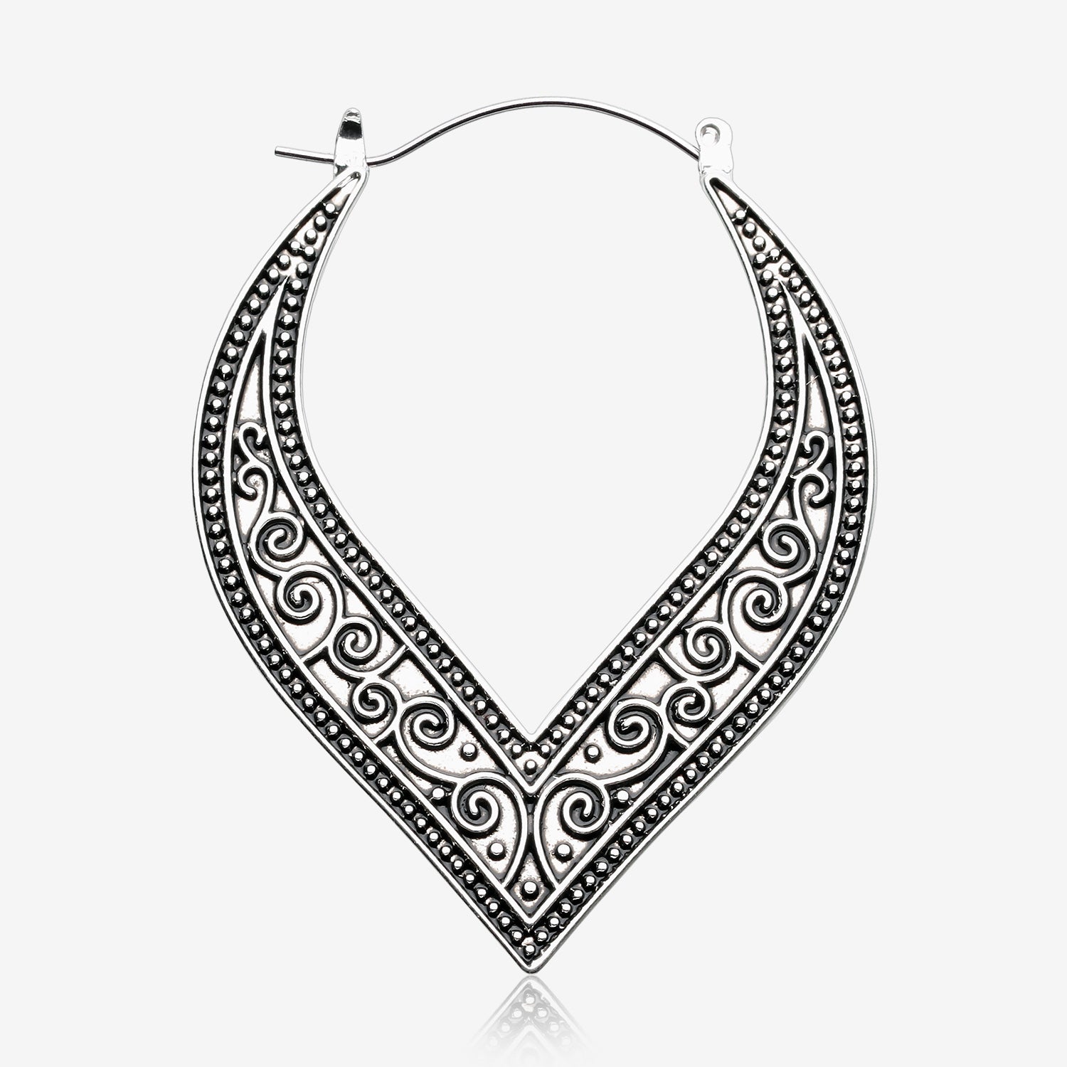 A Pair of Vintage Filigree Plug Hoop Earring-Steel