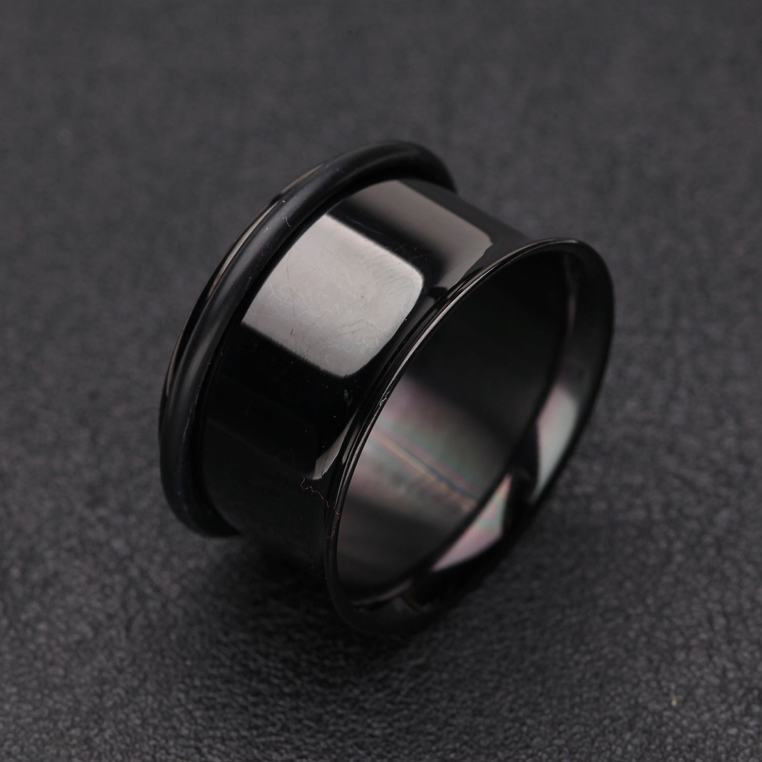 Detail View 1 of A Pair of Colorline Single Flared Ear Gauge Tunnel Plug-Black