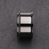 Detail View 2 of A Pair of Colorline Single Flared Ear Gauge Tunnel Plug-Black