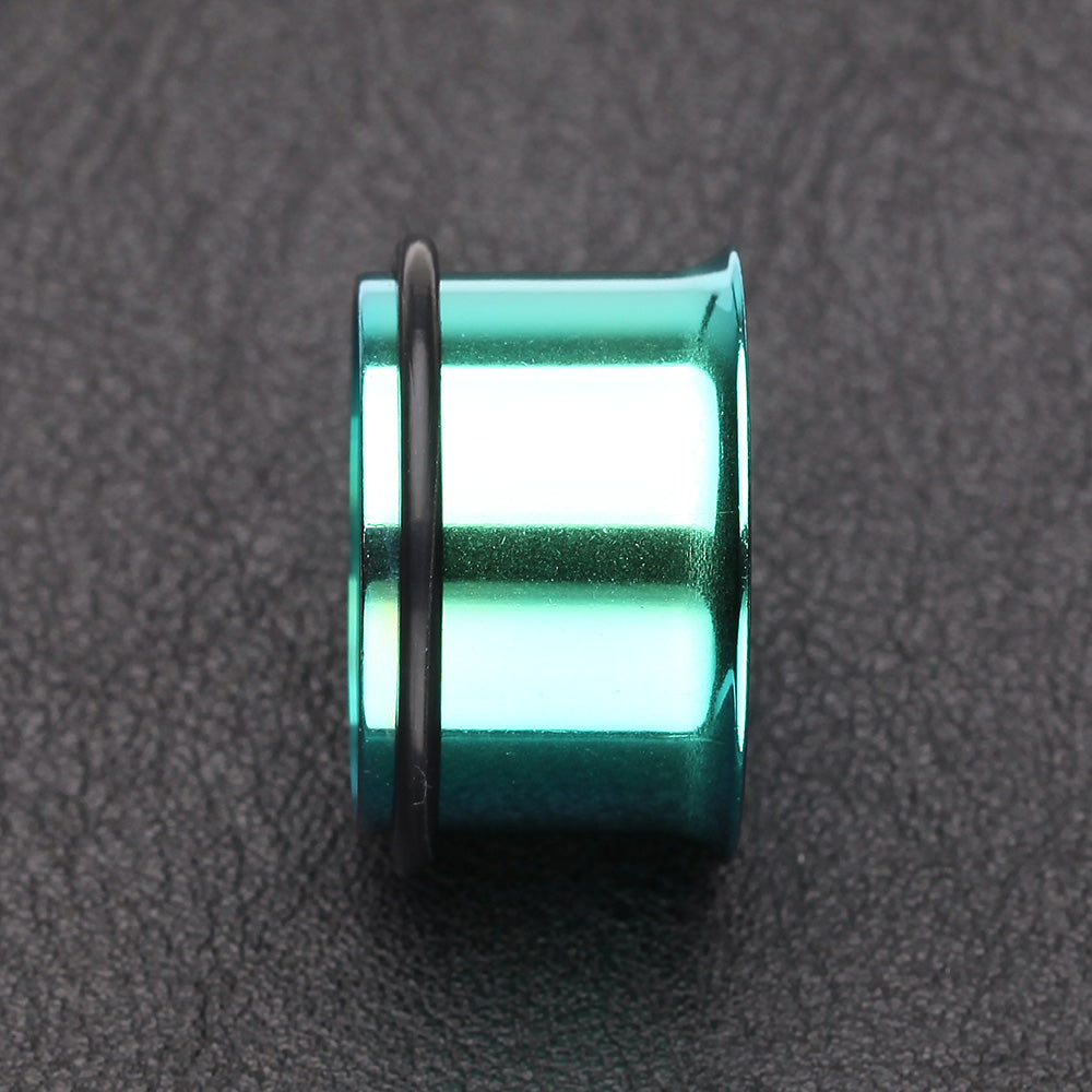 A Pair of Colorline Single Flared Ear Gauge Tunnel Plug-Green