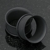 Detail View 1 of A Pair of Matte Black Steel Single Flared Ear Gauge Tunnel Plug-Black