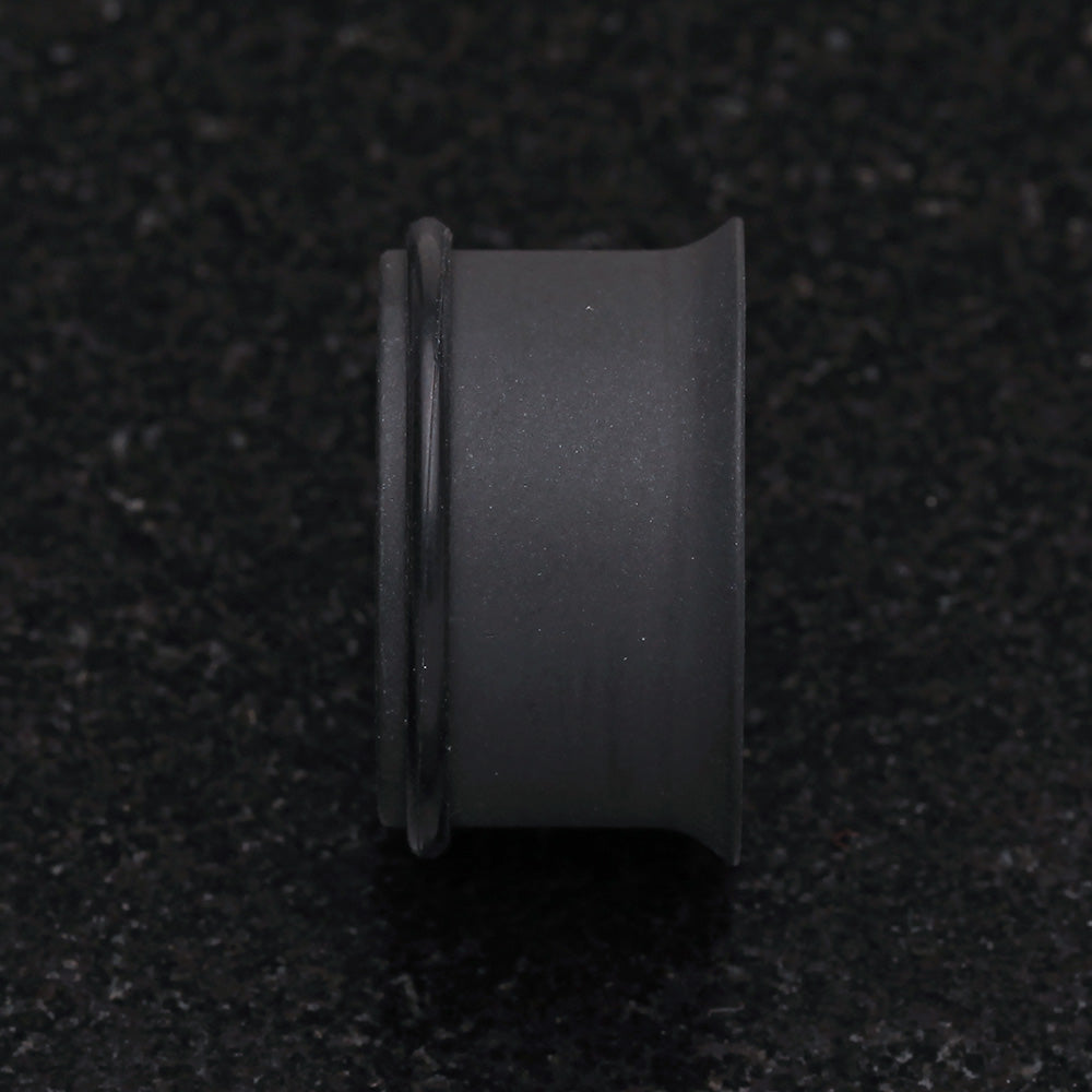 Detail View 3 of A Pair of Matte Black Steel Single Flared Ear Gauge Tunnel Plug-Black