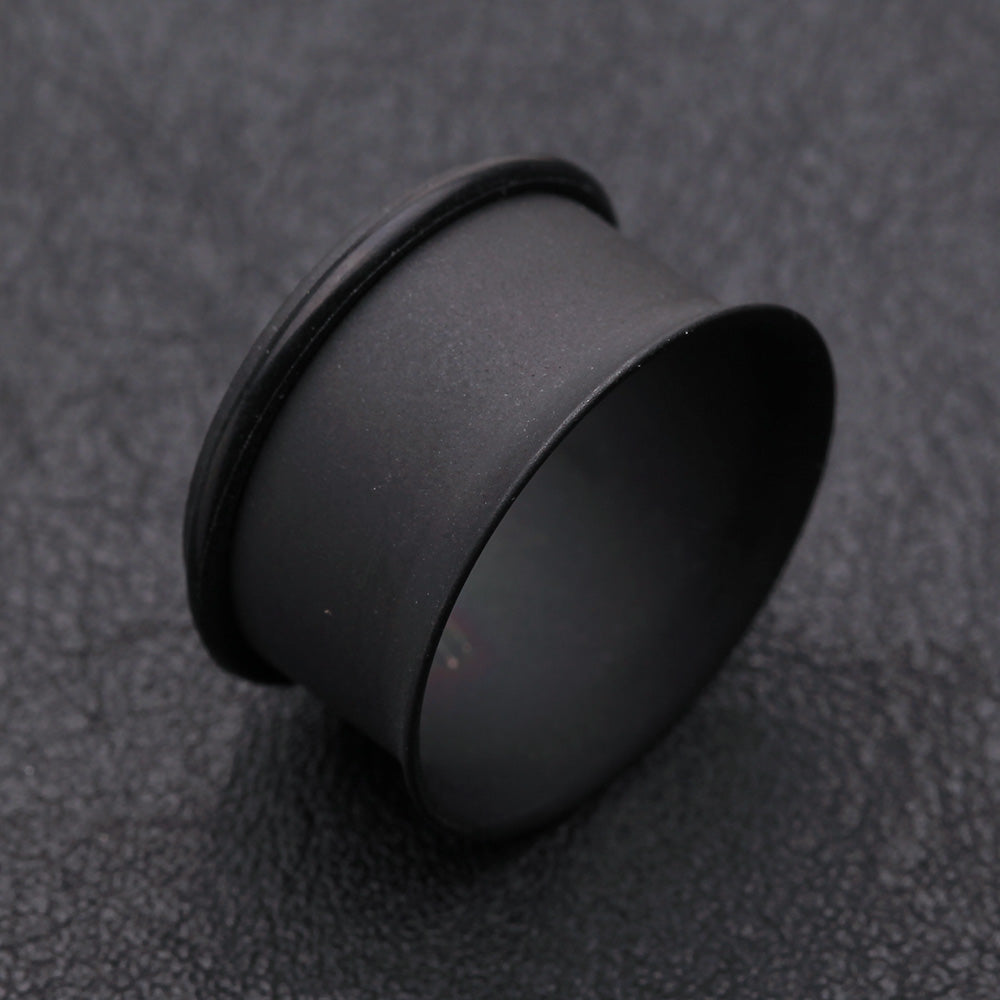 Detail View 2 of A Pair of Matte Black Steel Single Flared Ear Gauge Tunnel Plug-Black