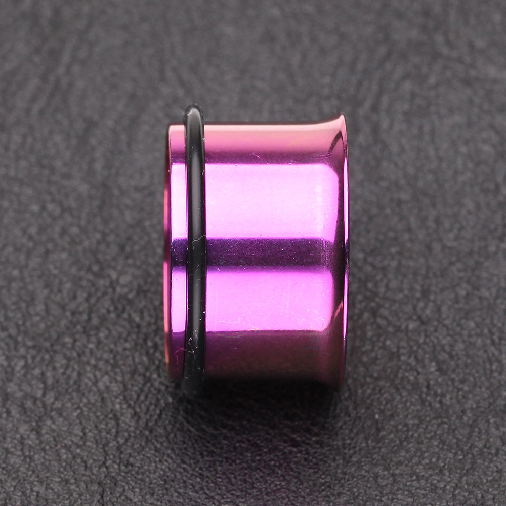 A Pair of Colorline Single Flared Ear Gauge Tunnel Plug-Purple