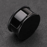 Detail View 1 of A Pair of Basic UV Acrylic Single Flared Ear Gauge Plug-Black