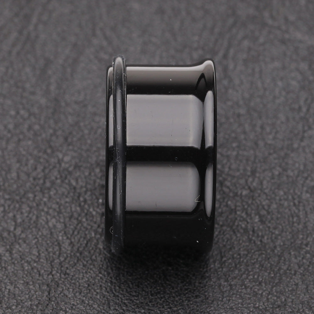 Detail View 2 of A Pair of Basic UV Acrylic Single Flared Ear Gauge Plug-Black