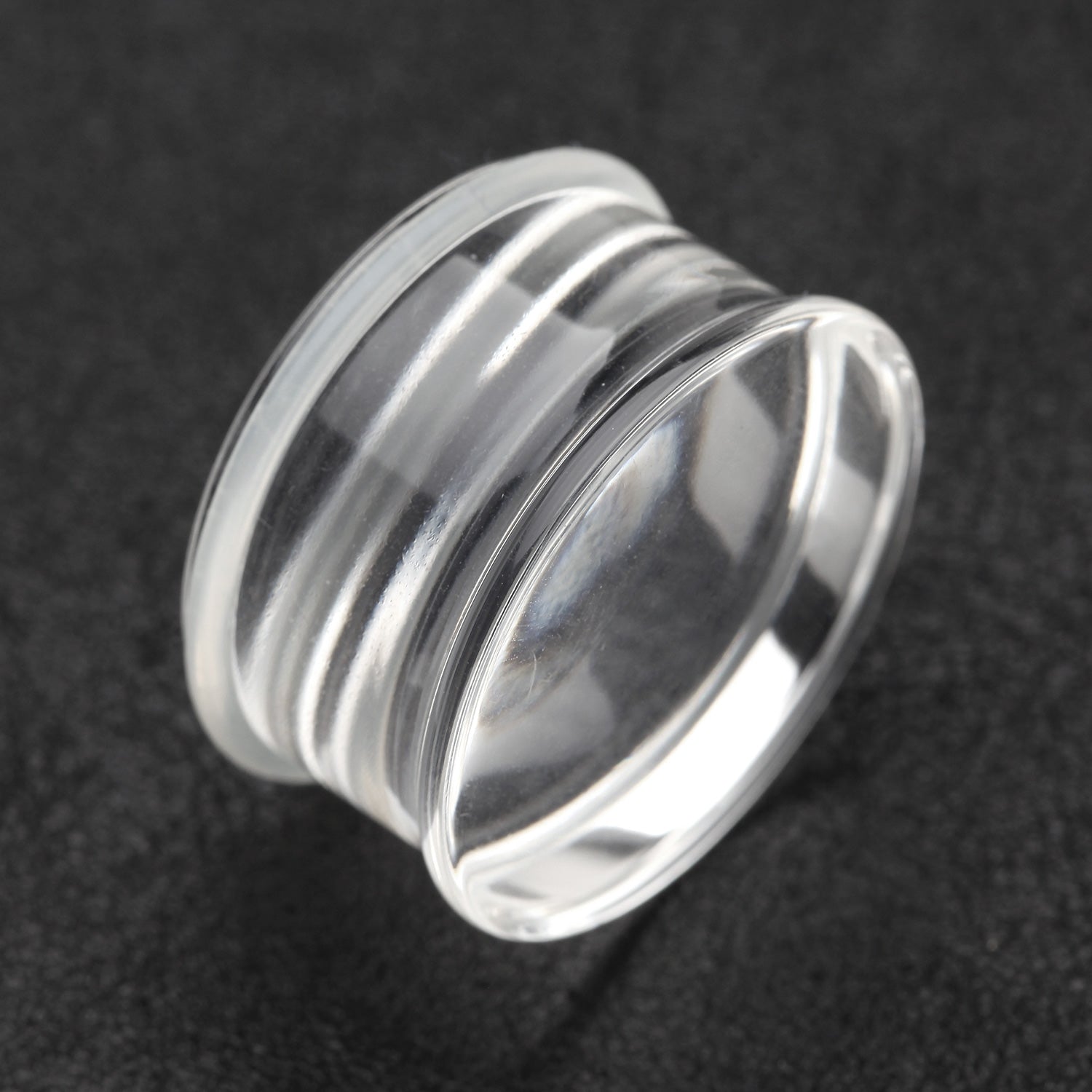 Detail View 1 of A Pair of Basic UV Acrylic Single Flared Ear Gauge Plug-Clear Gem
