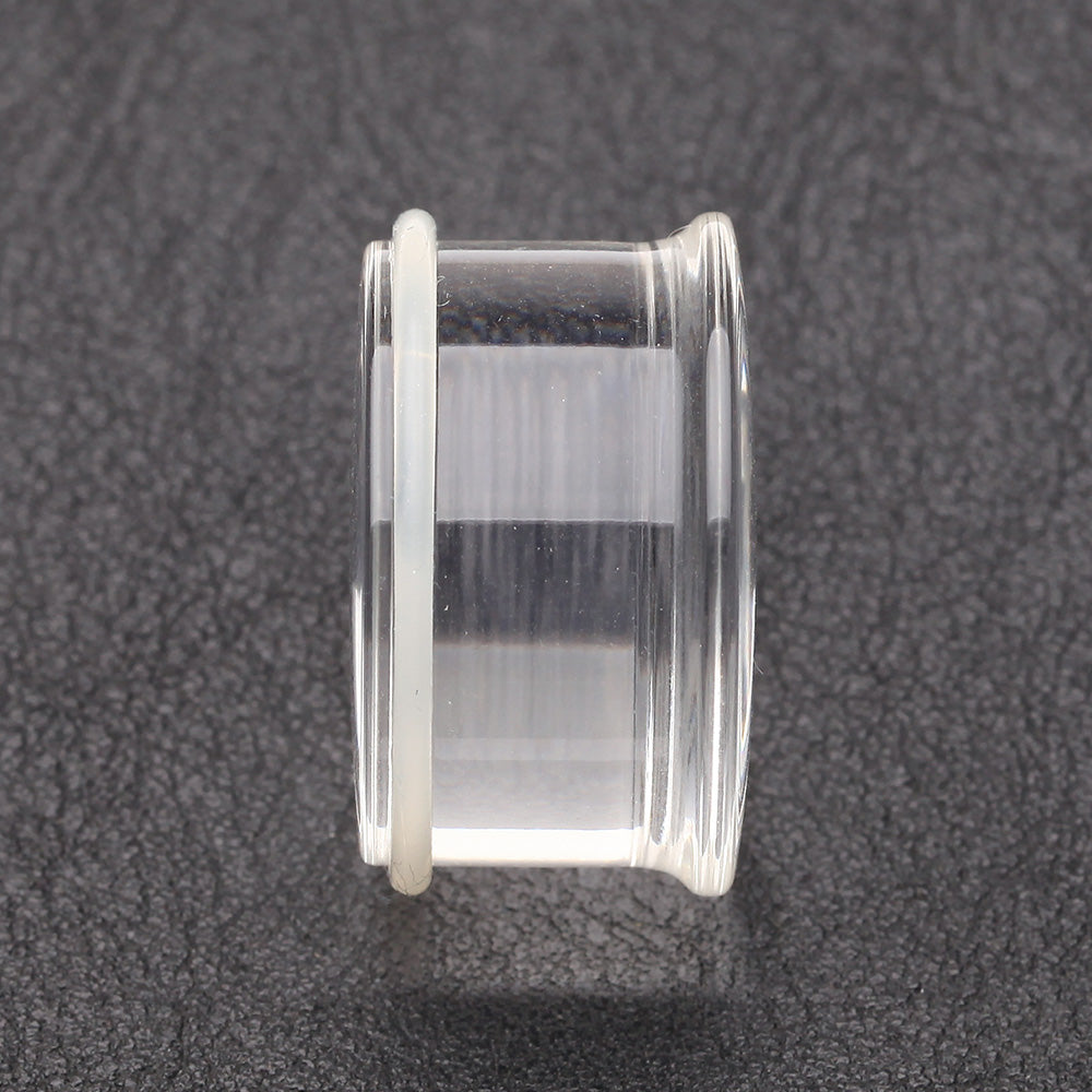 Detail View 2 of A Pair of Basic UV Acrylic Single Flared Ear Gauge Plug-Clear Gem