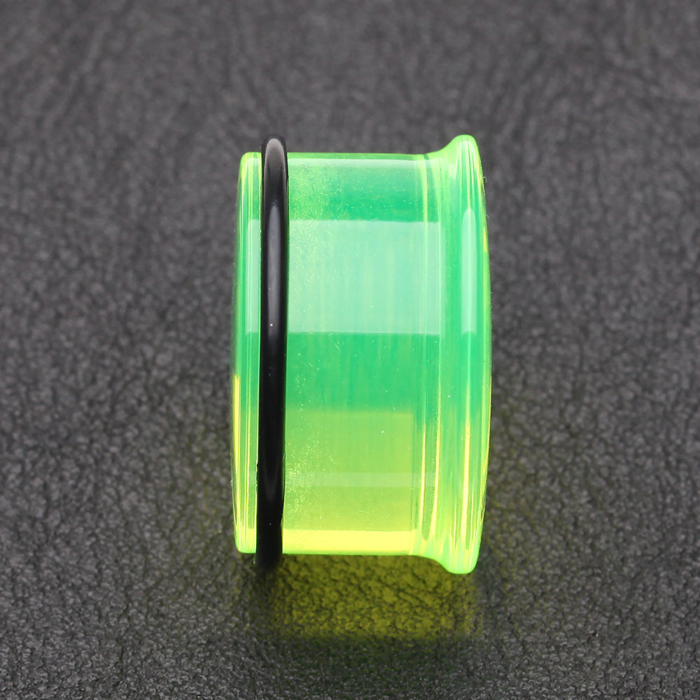 Detail View 2 of A Pair of Basic UV Acrylic Single Flared Ear Gauge Plug-Green